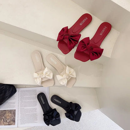 Women's Slippers  Platform Shoes Sandals Female 2021 Sexy Bow  Flat Slippers for Ladies Beach Vacation Women Summer Flip-flops