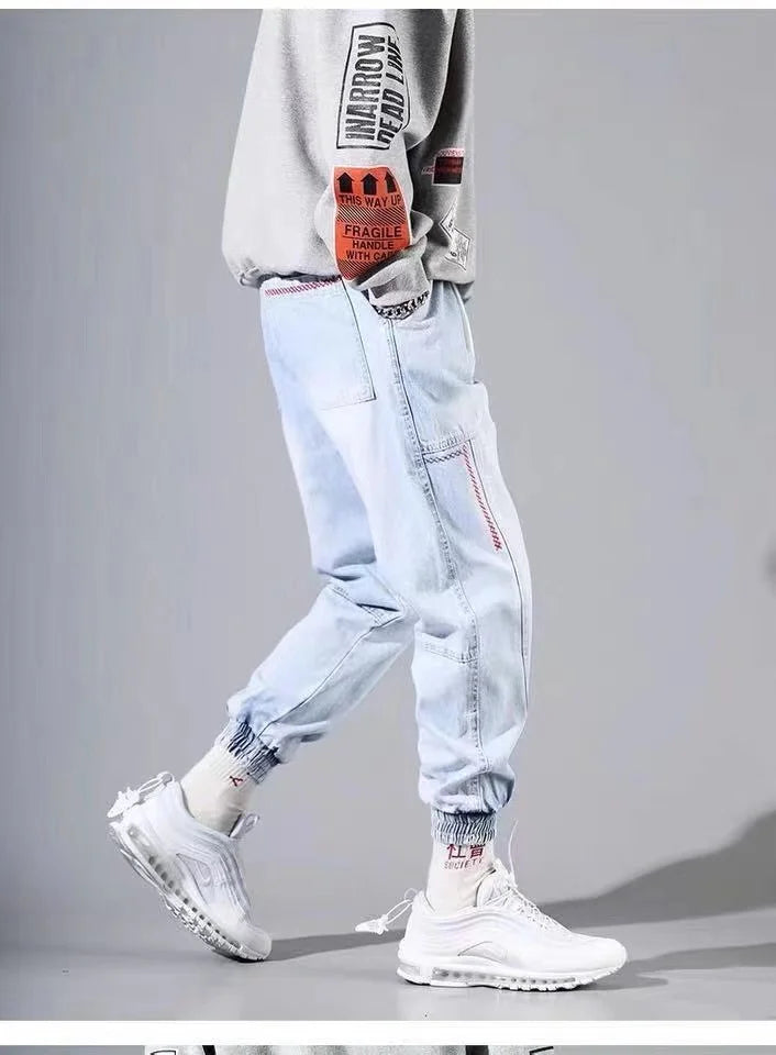 2025 New Streetwear Hip Hop Cargo Pants Men's jeans Cargo Pants Elastic Harun pants Joggers Pants In Autumn and Spring Men Cloth - Premium Kiosk