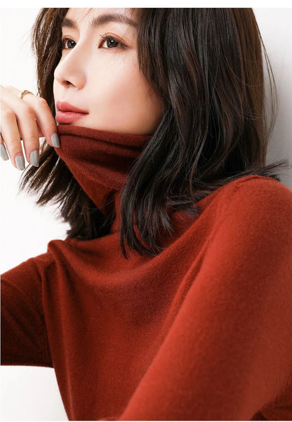 Women's Sweaters Autumn Winter Turtleneck Casual cashmere Knitted Jumper Elegant Fashion Slim Elasticity wool Pullover Tops Fema