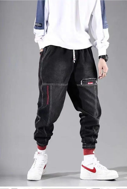 2025 New Streetwear Hip Hop Cargo Pants Men's jeans Cargo Pants Elastic Harun pants Joggers Pants In Autumn and Spring Men Cloth - Premium Kiosk