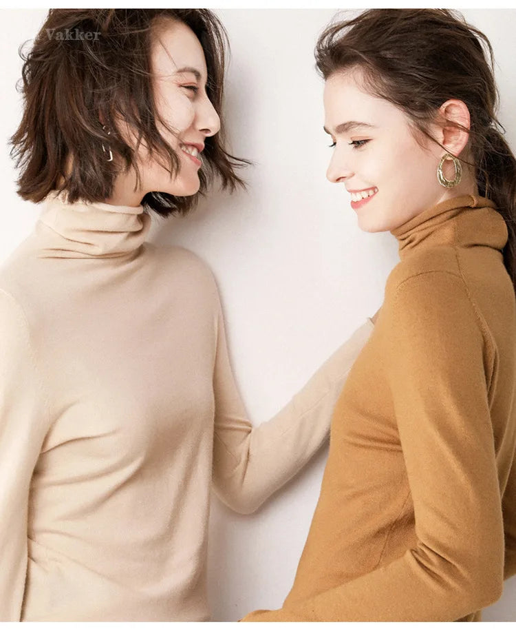 Women's Sweaters Autumn Winter Turtleneck Casual cashmere Knitted Jumper Elegant Fashion Slim Elasticity wool Pullover Tops Fema