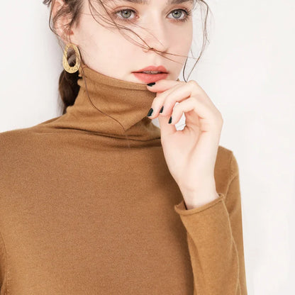 Women's Sweaters Autumn Winter Turtleneck Casual cashmere Knitted Jumper Elegant Fashion Slim Elasticity wool Pullover Tops Fema