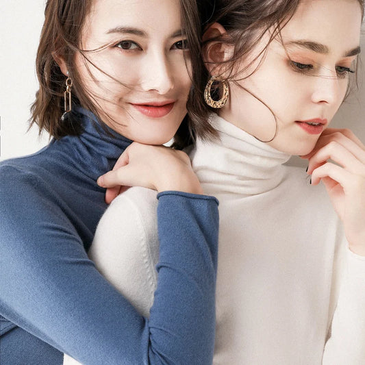 Women's Sweaters Autumn Winter Turtleneck Casual cashmere Knitted Jumper Elegant Fashion Slim Elasticity wool Pullover Tops Fema