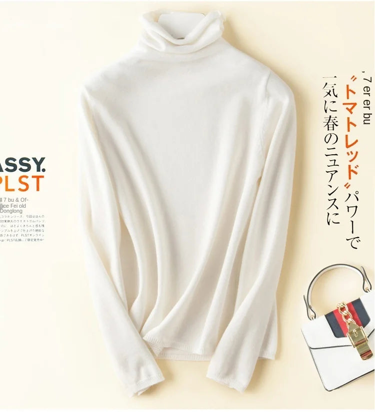 Women's Sweaters Autumn Winter Turtleneck Casual cashmere Knitted Jumper Elegant Fashion Slim Elasticity wool Pullover Tops Fema