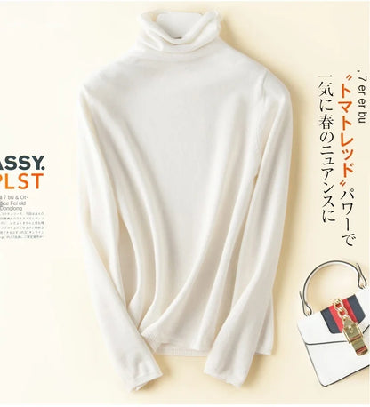 Women's Sweaters Autumn Winter Turtleneck Casual cashmere Knitted Jumper Elegant Fashion Slim Elasticity wool Pullover Tops Fema