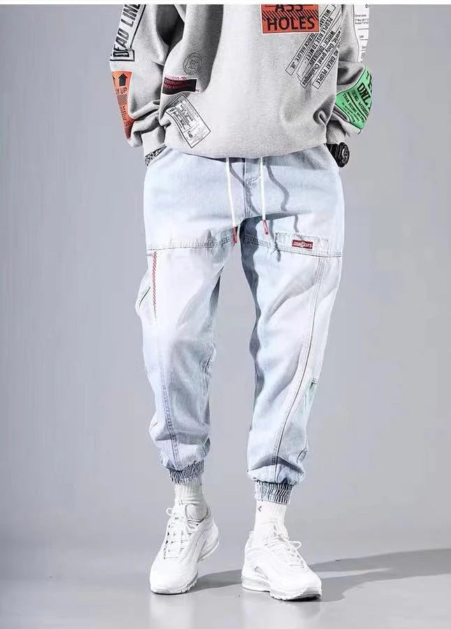 2025 New Streetwear Hip Hop Cargo Pants Men's jeans Cargo Pants Elastic Harun pants Joggers Pants In Autumn and Spring Men Cloth - Premium Kiosk