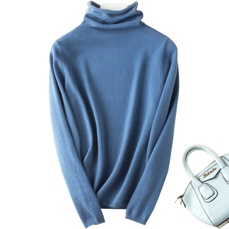 Women's Sweaters Autumn Winter Turtleneck Casual cashmere Knitted Jumper Elegant Fashion Slim Elasticity wool Pullover Tops Fema