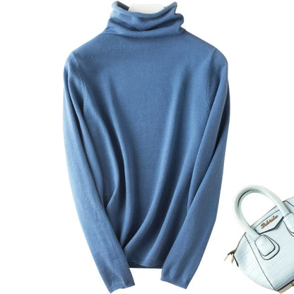 Women's Sweaters Autumn Winter Turtleneck Casual cashmere Knitted Jumper Elegant Fashion Slim Elasticity wool Pullover Tops Fema