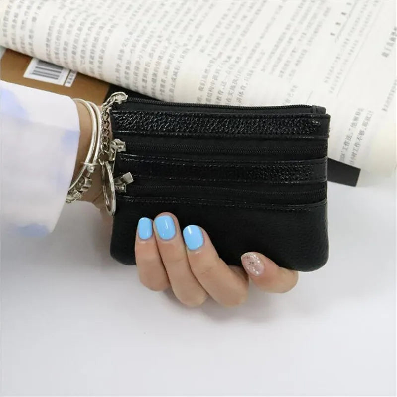 3 Pouch Pocket Wallets Women Small PU Leather Coin Purse Zipper Change Money Bags Key Holder Case ID Card Holde Zipper Purses
