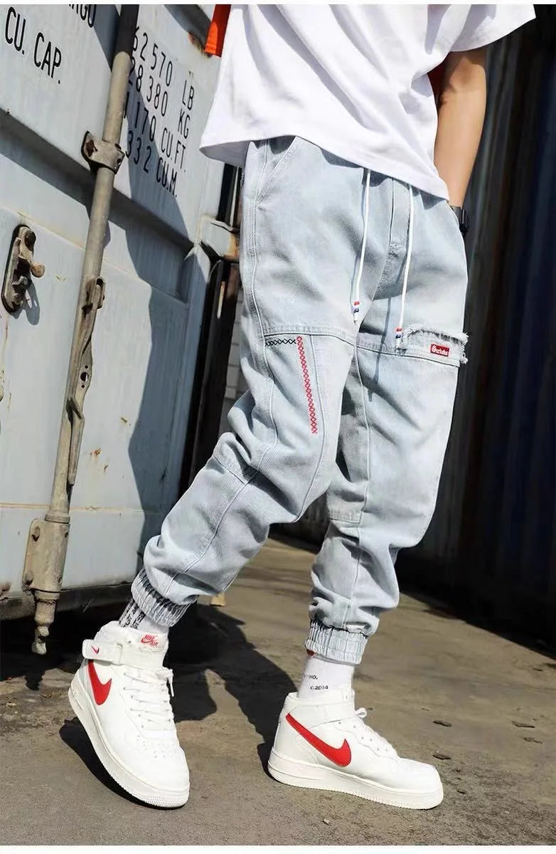 2025 New Streetwear Hip Hop Cargo Pants Men's jeans Cargo Pants Elastic Harun pants Joggers Pants In Autumn and Spring Men Cloth - Premium Kiosk