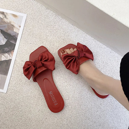 Women's Slippers  Platform Shoes Sandals Female 2021 Sexy Bow  Flat Slippers for Ladies Beach Vacation Women Summer Flip-flops