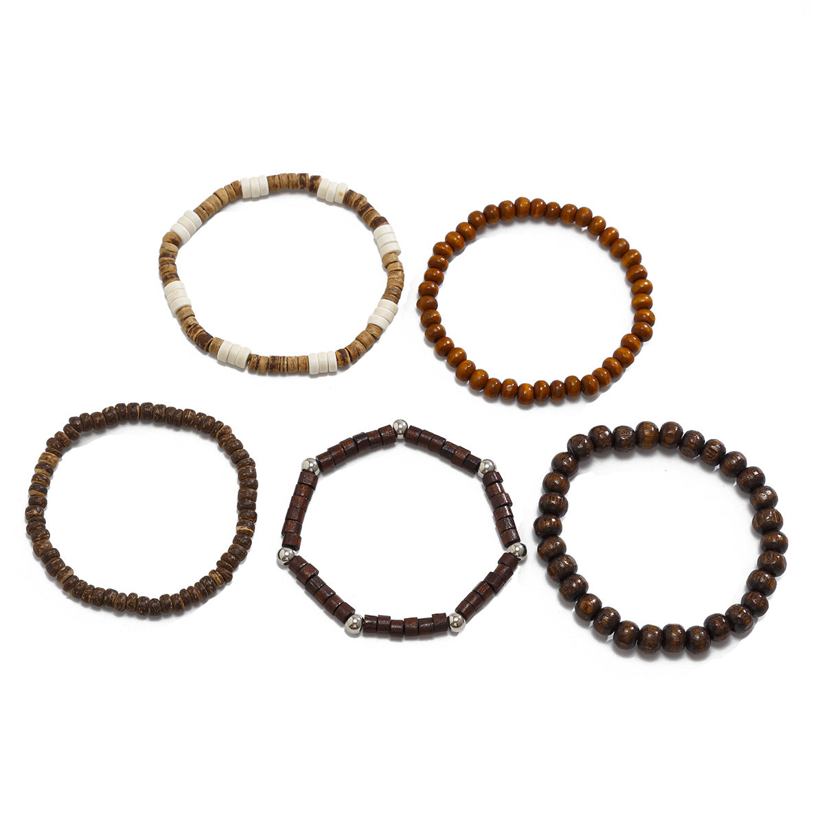 5pcs/set Wooden Beads Bracelet for Men,Hip Hop Niche Natural Stone Stacked Bracelet,Male Handmade Jewelry Gifts