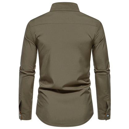 Man Shirts Men Long Sleeve Henry Collar Mens Dress Shirts Casual Male Clothes Chemise Hemd Homme Shirt B51