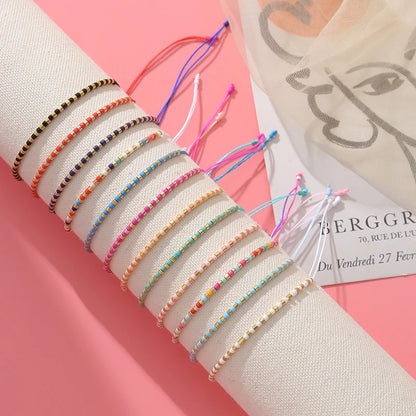 12pcs Multi-Color Bracelets Set Small Beads Charms Bracelet Adjustable Rope Bracelet Jewelry for Girls Women