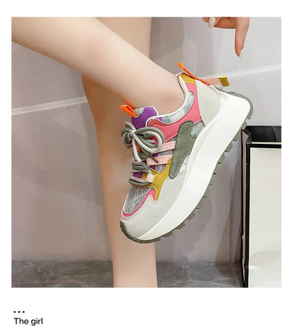 2024 New Colorblock Fashion Dad Shoes for Women Comfortable Sports Casual Shoes