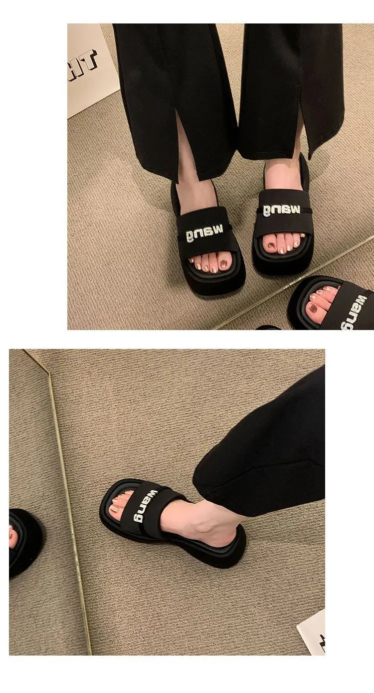 Women's Slippers 2025 New Fashion Comfortable Platform Sandals Concise Outdoor Women‘s Closed Toe Beach Muje Summer Shoes - Premium Kiosk