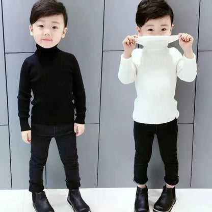2024 New Sweater Kids Sweaters Autumn Girls Turtleneck Sweaters 1-9Yrs Baby Boys Pullover Winter Knitted Bottoming Boys Sweaters