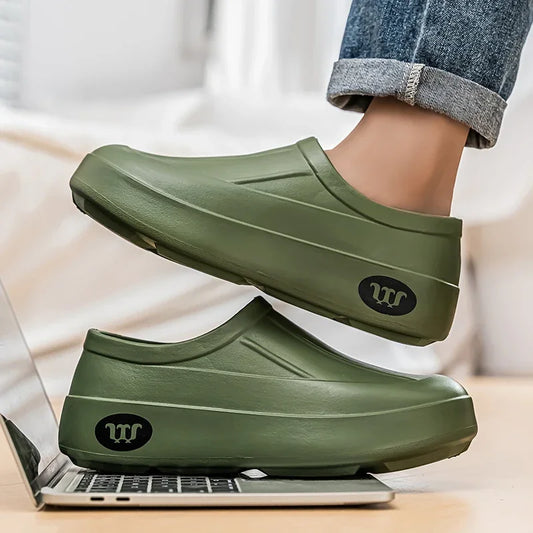 Women's Slippers Are All Season Anti Slip Waterproof Thick Soled Fashionable Simple Rain Boots for Couples Chefs Doctors Nurses - Premium Kiosk