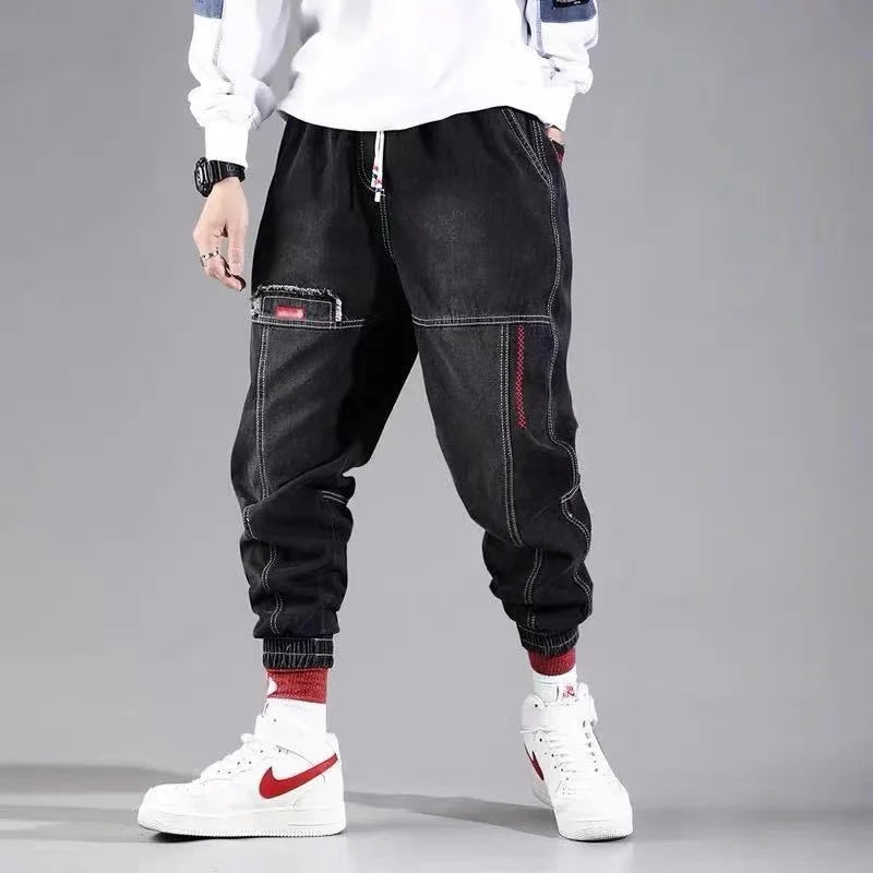 2025 New Streetwear Hip Hop Cargo Pants Men's jeans Cargo Pants Elastic Harun pants Joggers Pants In Autumn and Spring Men Cloth - Premium Kiosk