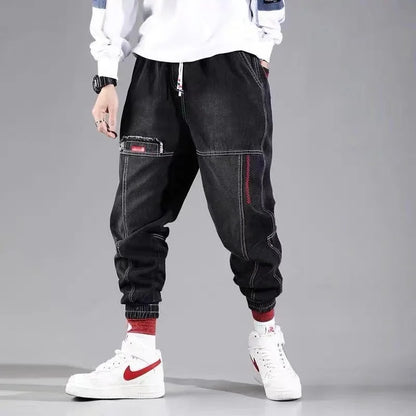 2025 New Streetwear Hip Hop Cargo Pants Men's jeans Cargo Pants Elastic Harun pants Joggers Pants In Autumn and Spring Men Cloth - Premium Kiosk