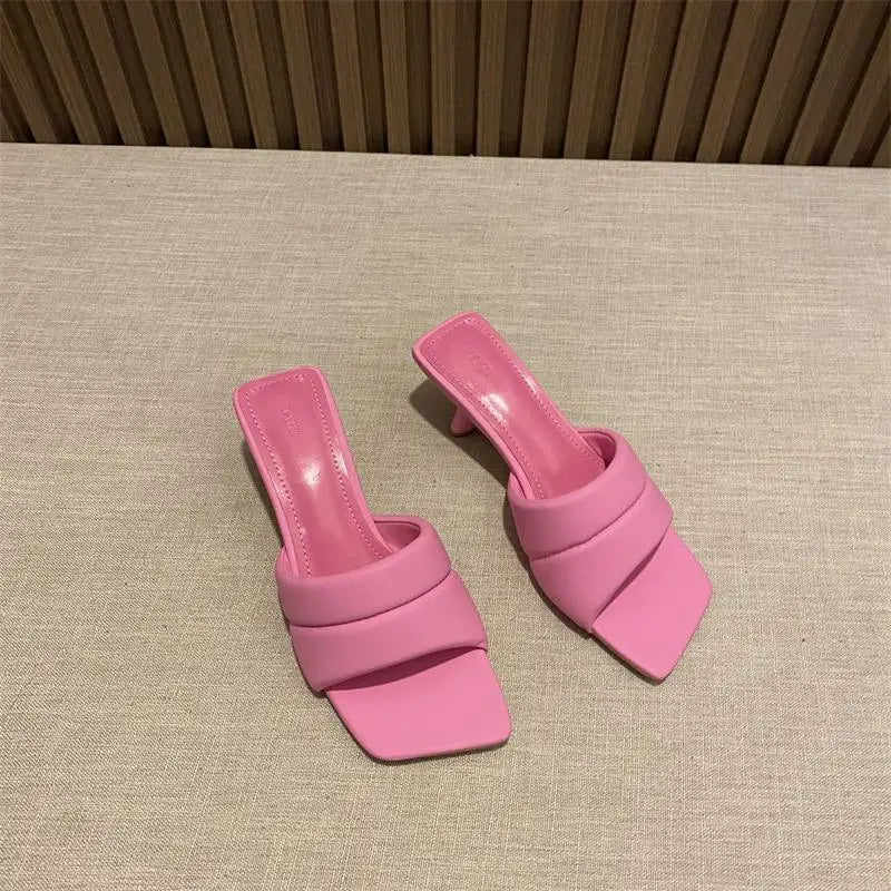 Women's Slippers 2025 New Women's Summer Fashion Open Toe Square Flip-Flops Women's High Heel Sandals for Women - Premium Kiosk