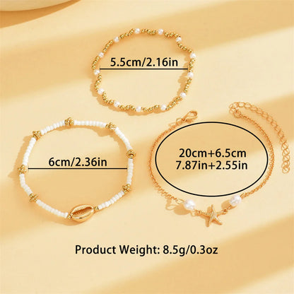 3pcs/set Bohemian Shell Foot Chain Starfish Anklets Sets For Women Gold Color Ankle Bracelet Beach Jewelry Summer Accessories