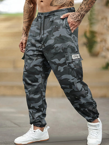 [Trendy Camo Cargo Pants] Camo Cargo Pants - Men's Trendy Casual Regular Fit Trousers With Side Pocket For Outdoor Activities - Premium Kiosk