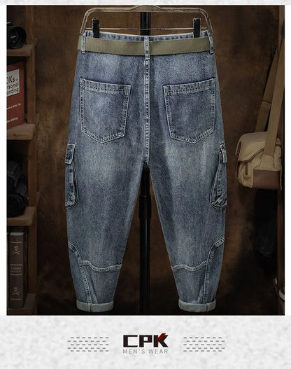 2023 Spring and Autumn New Classic Fashion With Solid Color Cargo Jeans Men Casual Loose Comfortable High Quality Pants 28-36 - Premium Kiosk
