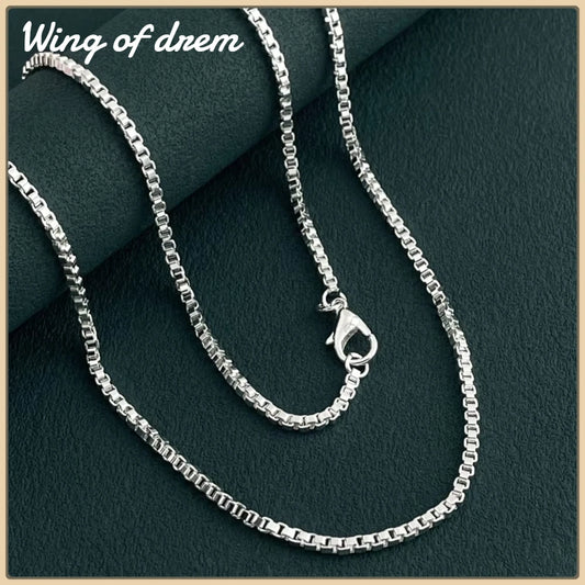 925 Sterling Silver Delicate 2mm Box Necklace for Women Fashion Wedding Engagement Jewelry Gift