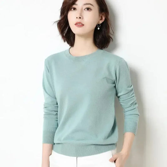Women Sweaters 2024 O-neck Long Sleeve Autumn Winter Pullovers Fashion Korean Sweaters Bottoming Shirts Slim Knitwear Jumpers