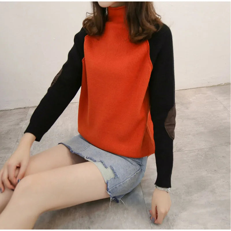 2025 New Sweater Women Half Turtleneck Thicken Pullover Knitted Sweaters Warm Knitwear Female Jumper Winter Casual Top