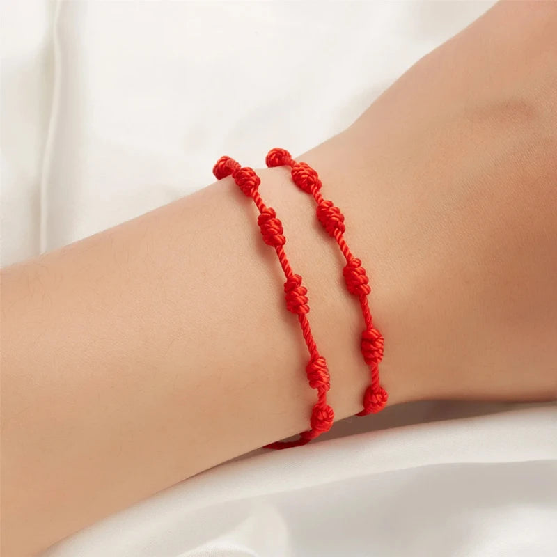 2Pcs/Set 7 Knots Red String Bracelet for Women Men Lucky Amulet Handmade Rope Bracelets Friendship Couple Wristband Jewelry Gift