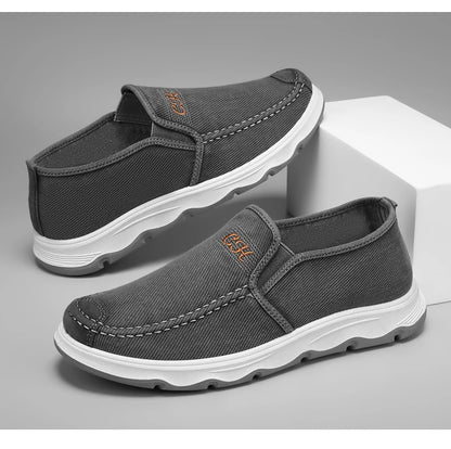 2025 Spring/summer New Style One-piece Dad's Shoes with Soft Sole, Comfortable Flat Bottom Shoes,Canvas Men's Shoes