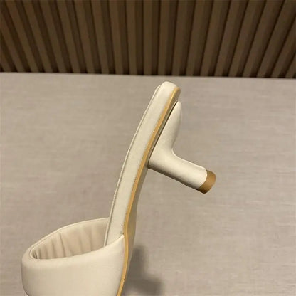 Women's Slippers, 2024 New Slippers Women's Summer Wear Fashion Open-toed Square Flip-flops, Women's High Heels Sandals Women