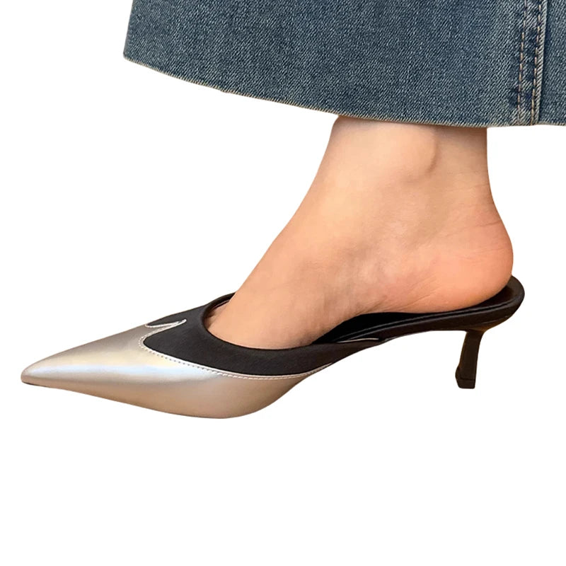 Women Slippers Pointed Toe Sexy Fashion Shoes Elegant Summer Heeled Shoes Woman 2025 Designer Luxury Pumps Dress New Shoes Lady - Premium Kiosk