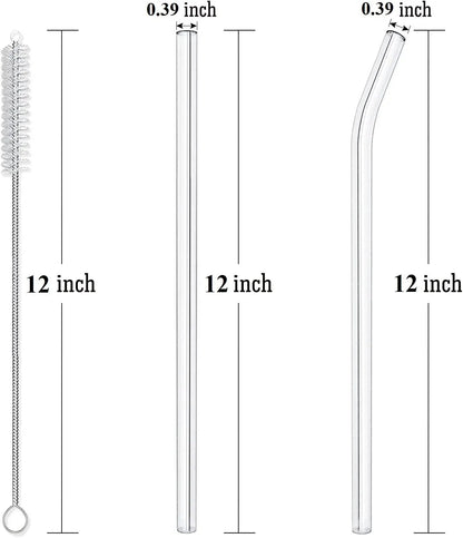 4-8pcs Reusable Straws Set for Stanley Cups 12 Inch Suitable for 20-40oz Cups Comes with Complimentary Cleaning Brushes