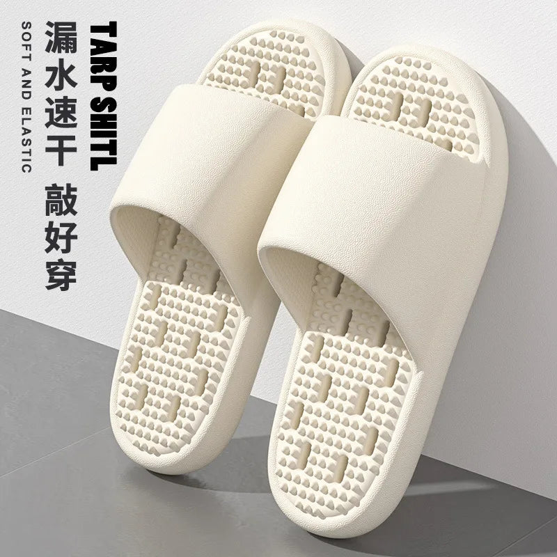 2025New Bathroom slippers for women: Quick-drying, anti-slip, hollowed-out, comfortable to step on, massage for couples, for men - Premium Kiosk