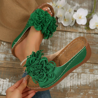 2025 New Women Platform Slippers Slip on Fashion Woman Shoes Summer Sandals Comfortable Flower Wedges Slippers Slides Women - Premium Kiosk