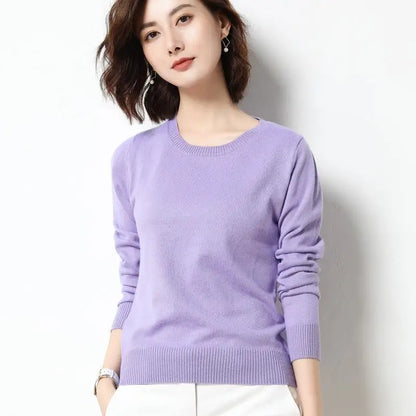 Women Sweaters 2024 O-neck Long Sleeve Autumn Winter Pullovers Fashion Korean Sweaters Bottoming Shirts Slim Knitwear Jumpers
