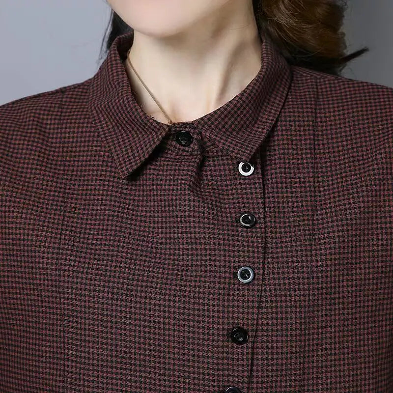 Women's Clothing  2022 Blouses Women Shirt thin Slim creative irregular Button turn-down collar lattice  spring summer leisure