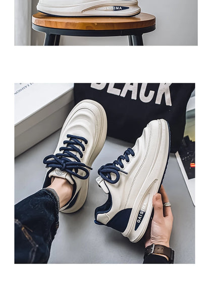 2024 New Four Seasons Leisure Sports Leather Men's Daddy Shoes Fashion Comfortable Sports Leisure Shoes Thick Sole Sneakers