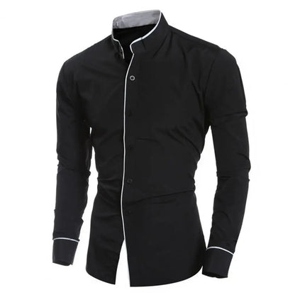 Male Shirt Fabulous Formal Wear Men Shirt Formal Contrast Color Line Autumn Shirt for Meetings