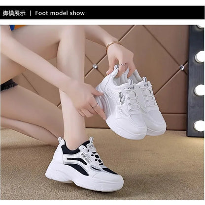 2025 new fashion dad shoes, trendy shoes, thick-soled, versatile, height-increasing, casual sports white shoes