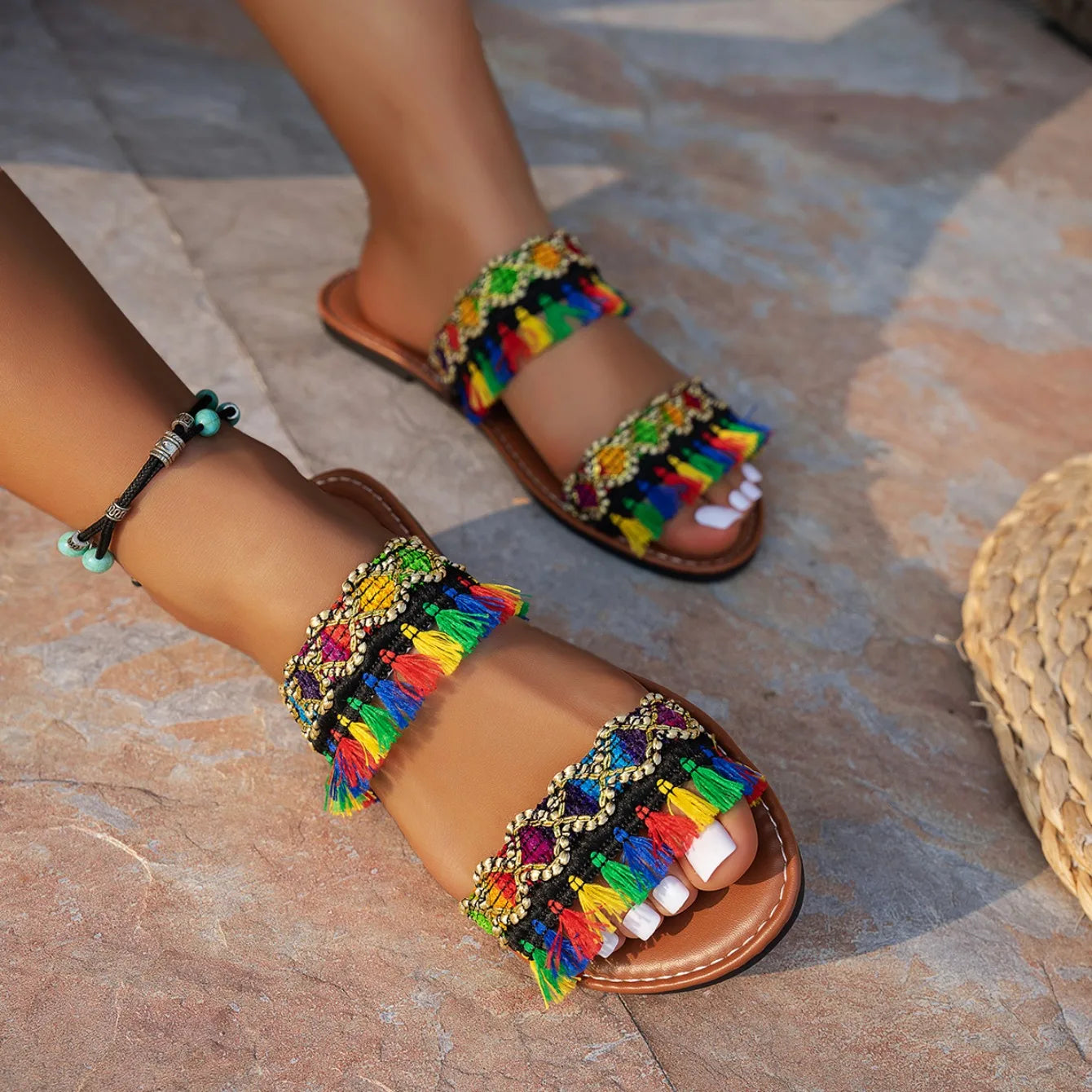 2025 New Women Slippers Casual Comfortable Beach Slippers Bohemia Style Flat Shoes Ladies Outdoor Fashion Sandals Slides Women - Premium Kiosk