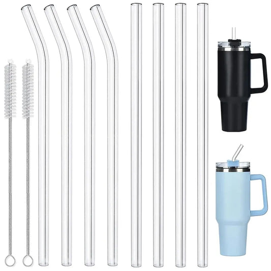 4-8pcs Reusable Straws Set for Stanley Cups 12 Inch Suitable for 20-40oz Cups Comes with Complimentary Cleaning Brushes