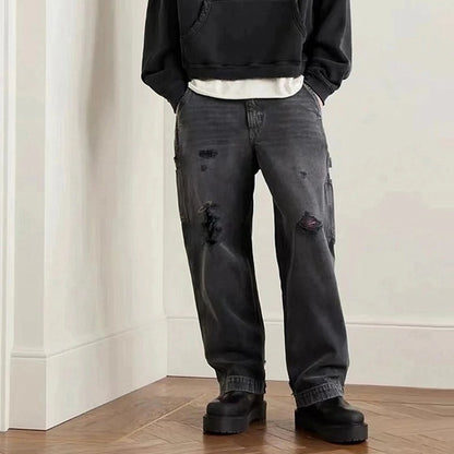 Yao Fashion ERD Luxury Casual Cargo Jeans Streetwear Loose Vintage Ripped Pants High Streetwear HipHop Unisex Trousers For Men - Premium Kiosk