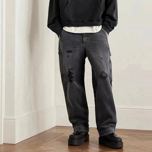 Yao Fashion ERD Luxury Casual Cargo Jeans Streetwear Loose Vintage Ripped Pants High Streetwear HipHop Unisex Trousers For Men - Premium Kiosk