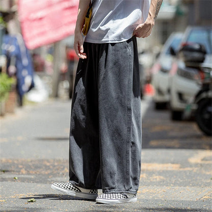 Men Jeans Wide Leg Denim Cargo jean pants Loose Straight Baggy Men's Jeans hip hop Streetwear Skateboard Neutral denim Trousers - Premium Kiosk