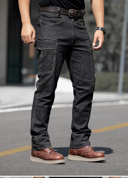 Men's Tactical Jeans Military Denim Cargo Pants Multi-pocket Elastic Casual  Work Trousers Outdoor Combat Training Hiking Pants - Premium Kiosk