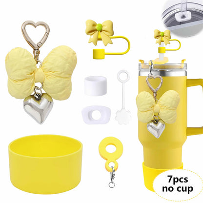 6PCS Cup Accessories Set for Stanley Cup 40oz tumbler with handle Including Silicone Straw Topper and Boot, Spill Proof Stopper